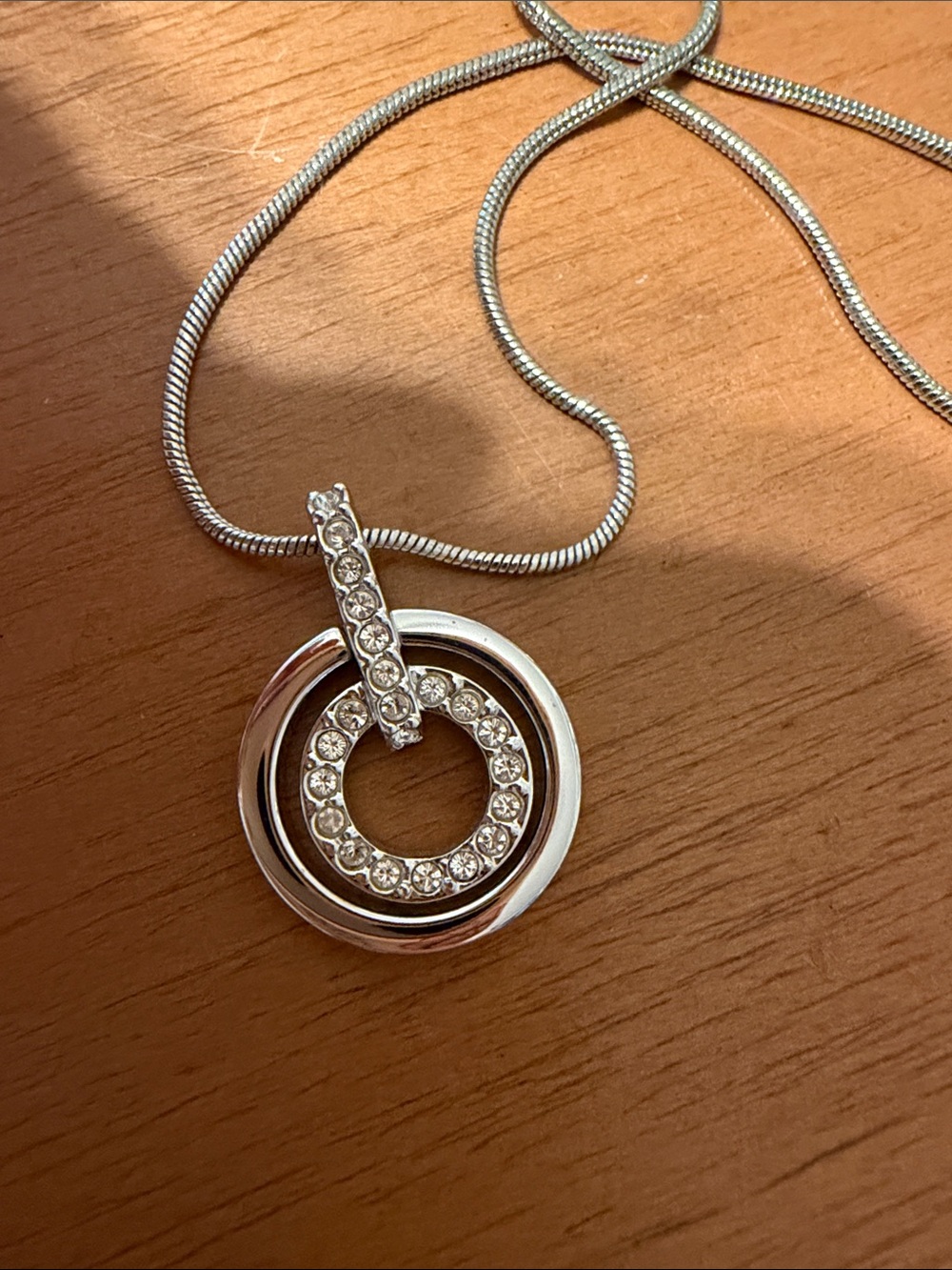 Swarovski Silver Crystal Interlocking Circle Pendant Necklace